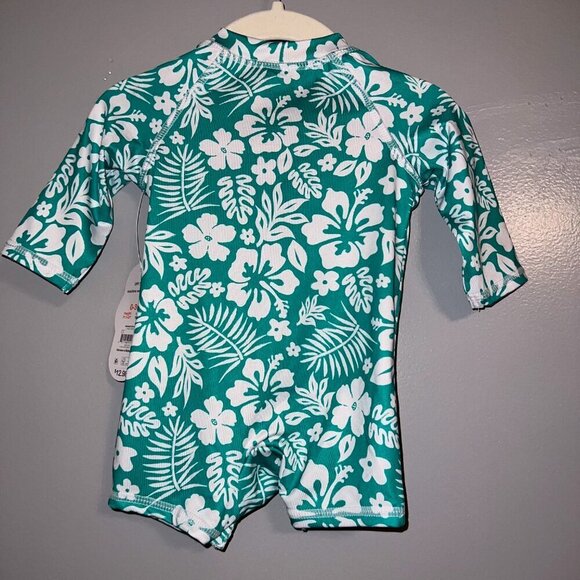 NWT Wonder Nation Baby Zip Rashie Hibiscus Size 0-3M - Picture 3 of 5